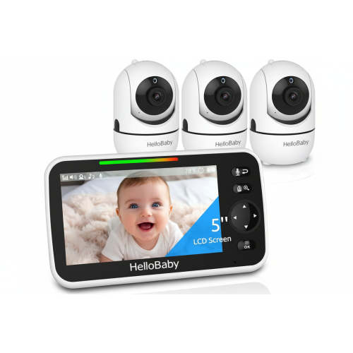 HelloBaby 5" Baby Monitor with 3 Cameras HB6550-3