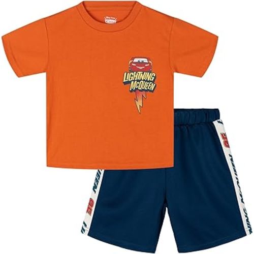 Disney Cars Athletic T-Shirt and Mesh Shorts Outfit Set Infant to Big Kid Sizes (18 Months - 10-12)