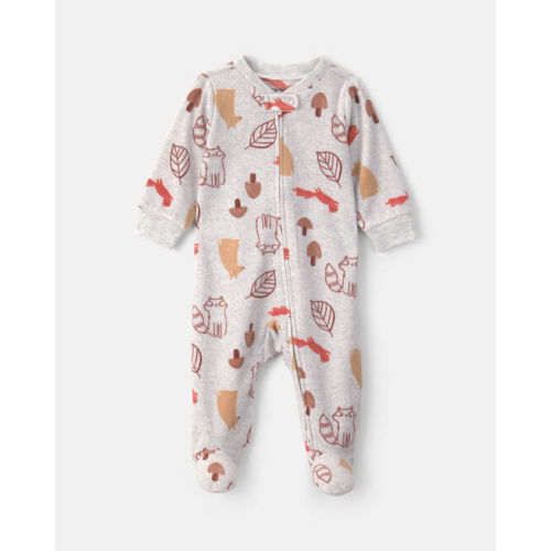 Baby Autumn Fleece 2-Way Zip Sleep & Play Pajamas - Grey | Carter's