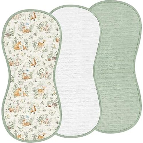 Hahafelt 3 Pcs Changing Pad Liners Compatible with Peanut Changer Waterproof Diaper Mats Organic Cotton Mats are Warm on Baby's Back, Washable Reusable(Woodland,Green)