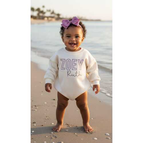 Personalized Girl Shirt or Bubble Romper – “ Bubble  / Cursive Font ” Custom Name Outfit