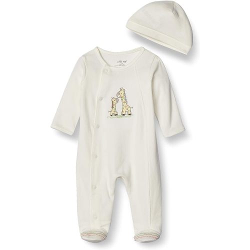 Little Me Unisex Baby 100% Cotton Scratch Free Tag 2-Piece Sleeper, Giraffe, Newborn