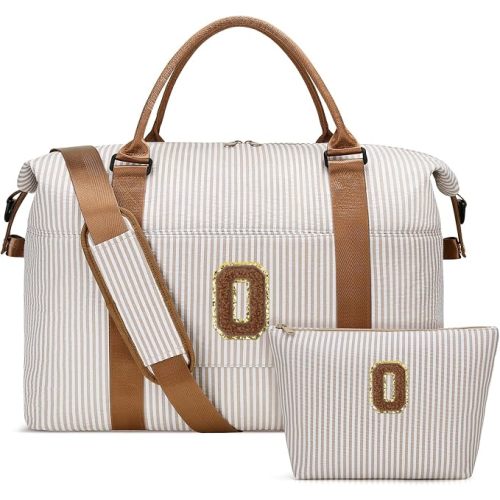Birthday Gifts for Teen Girl Women Initial Travel Duffle Bag | Cute Overnight Weekender Bag with Makeup Pouch, Personalized Dance Gymnastics Bag, khski-O