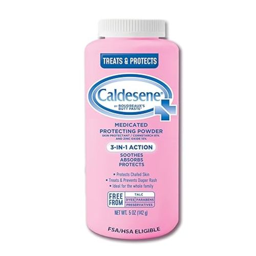 Caldesene Medicated Protecting Body Powder with Zinc Oxide and Cornstarch, Talc-Free Baby Powder Soothes & Protects, 5 Oz.