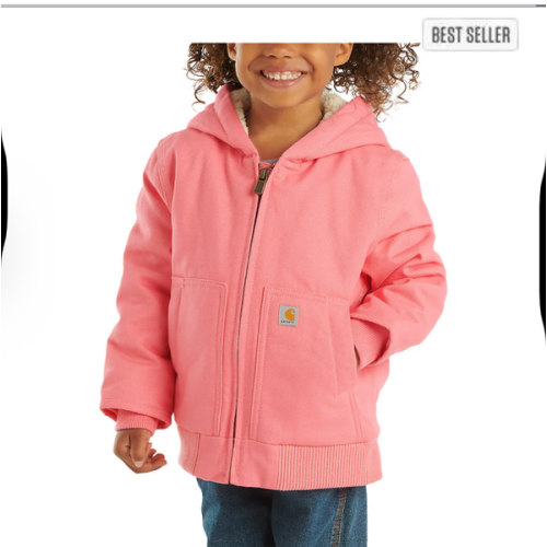 Girls' Zip Front Canvas Insulated Hooded Active Jac (Baby/Toddler) | Carhartt