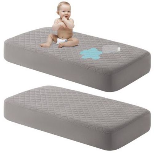 2 Pack Toddler Waterproof Crib Mattress Protectors, Quilted & Breathable Fitted Crib Pad Cover - NTBAY