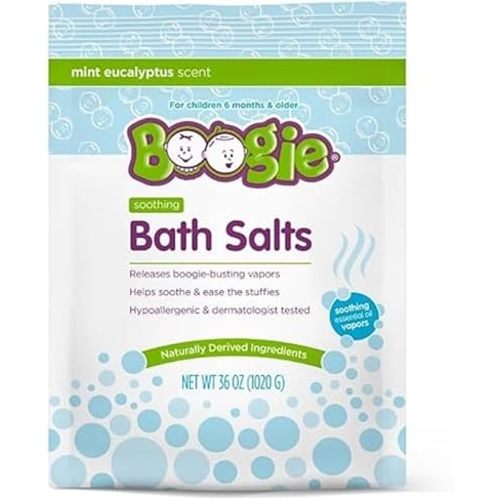 Boogie Kids Soothing Bath Salts by The Makers of Boogie Wipes, Hypoallergenic, Naturally Derived, Made with Natural Essential Oils, 1kg Eucalyptus - Pack of 1