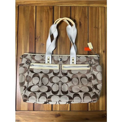 Coach Daisy Diaper Bag in Beige and Brown Signature Canvas With Detachable Strap