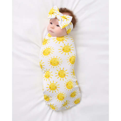 Sunshine Swaddle & Luxe Bow Headband Set - Little Sleepies