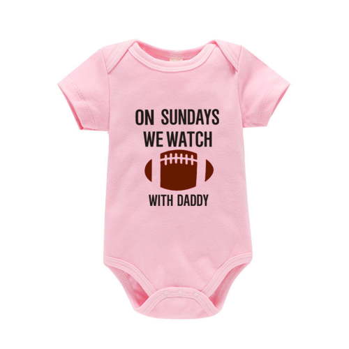 TOOYOU Baby Girl Bodysuits Cheap Toddler Girl Onesies Short Sleeve Letter Rugby Print Cute Onesies Cozy Baby Girl Romper Pink Size 6-9 Months