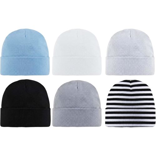 6 Pack Newborn Hats for Baby Boys Infant Beanie Set 0-3 Months