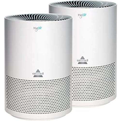 Bissell MYair, 2 Pack, Purifier with High Efficiency and Carbon Filter for Small Room and Home, Quiet Bedroom Air Cleaner for Allergies, Pets, Dust, Dander, Pollen, Smoke, Odors, Timer, 27809, 2 Count