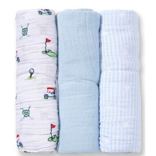 Little Me Baby Boys Golf Muslin Blankets 3-Pack Set