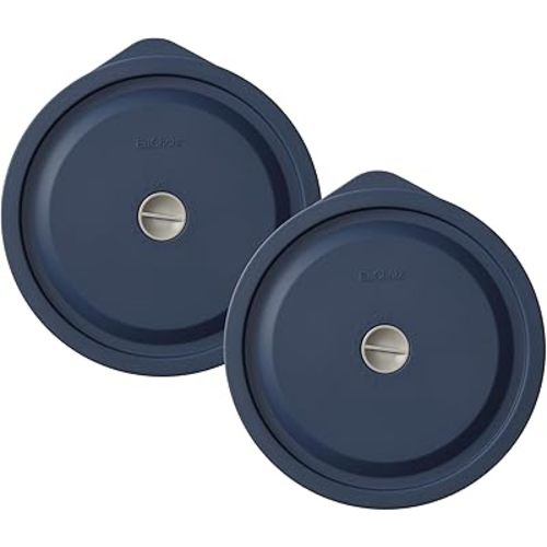 Replacement Lids for Pyrex 7201-PC 4 Cup, Silicone Round Storage Cover Lid for Anchor Hocking Glass Bowl 2 Pack with Date Mark Dark Blue