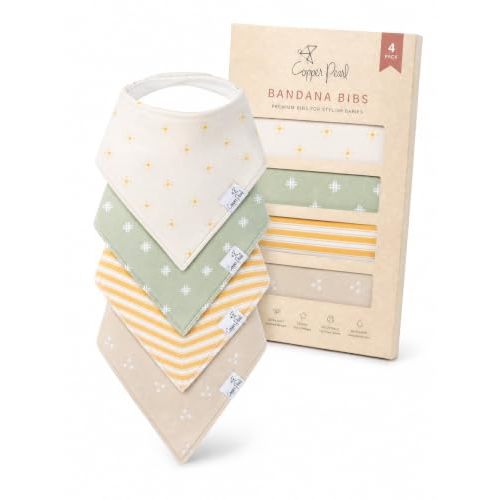 Copper Pearl Baby Bibs 4 Pack & 6 Pack, Bandana Drool Bibs for Baby Girl & Boy, Soft Cotton Bibs for Drooling and Teething