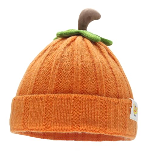 Baby Knitted Pumpkin Beanie Hat, Soft Baby Pumpkin Costume Hat for Toddlers, Autumn, Halloween, Thanksgiving Photo Props
