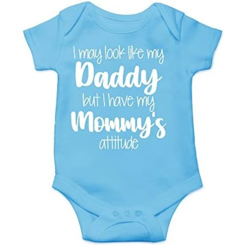 AW Fashions I May Look Like My Daddy But I Have My Mommy's Attitude Baby Bodysuit Funny Newborn Clothing