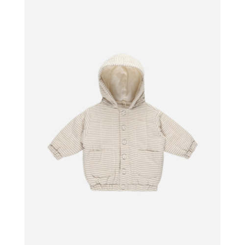 Hooded Woven Jacket || Basil Stripe