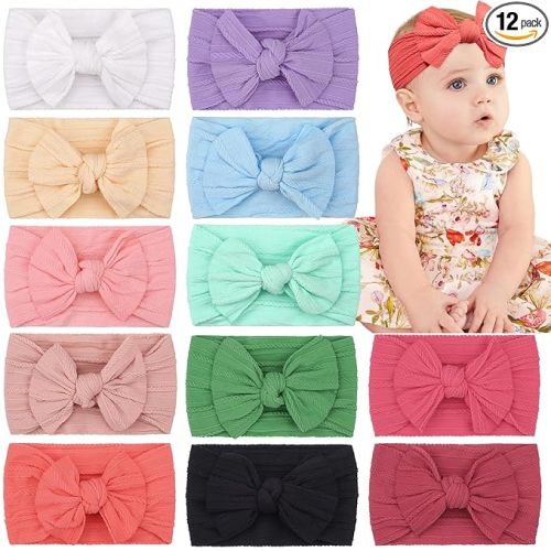 CÉLLOT Super Stretchy Soft Knot Headbands with Hair Bows Head Wrap Hair Accessories For Newborn Baby Girls Infant Toddlers Kids