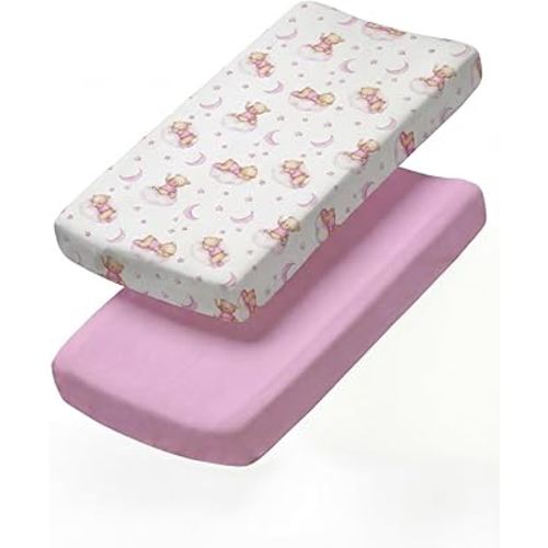 Changing Pad Cover - Pack of 2 Soft Unisex Diaper Change Microfiber Table Sheets - Fits 32"x16" Contoured Pad - Changing Pad Cover for Baby Boys & Girls - Snug, Machine Washable - Oeko-Tex, Dream Bear