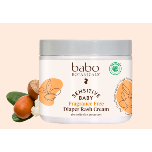 Babo Botanicals Sensitive Baby Fragrance-Free Diaper Cream - 25% Natural Zinc Oxide - Calendula, Shea & Cocoa Butter - EWG Verified - Vegan- from Birth on - 6 Ounce Jar