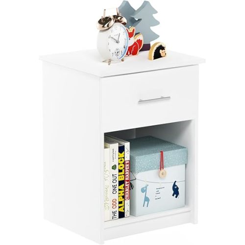 Furinno Tidur Nightstand, Solid White