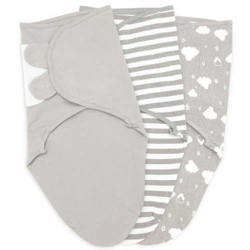 Bublo Baby Swaddle Blanket Boy Girl, 3 Pack Large Size Newborn Swaddles 3-6 Month, Infant Adjustable Swaddling Sleep Sack, Grey