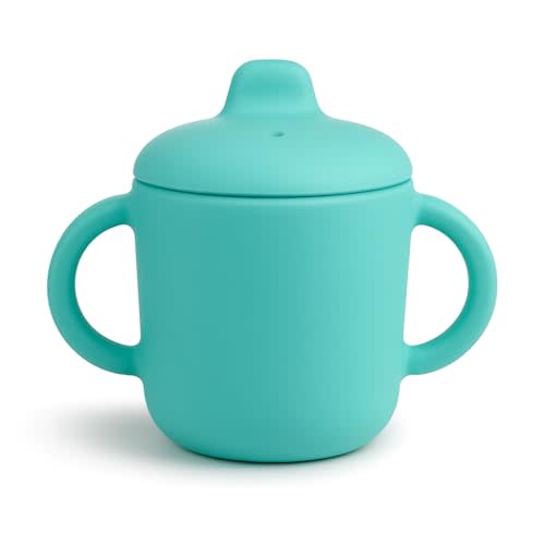 6 Months+ Sippy Cups with Handles,Small Silicone Sippy Cups Leak Proof 5oz,No Spill Sippy cups for Toddlers (Green)