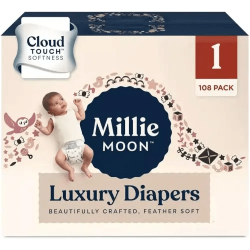 Millie Moon Luxury Diapers (Size-1 and Count-108) Diaper Weight Range: 6 to 11 lbs(Pack of 1)