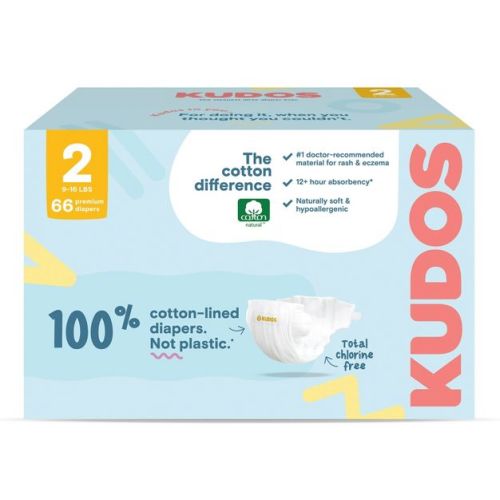 Kudos Chlorine Free Cotton-Lined Disposable Diapers - Size 2 - 66ct