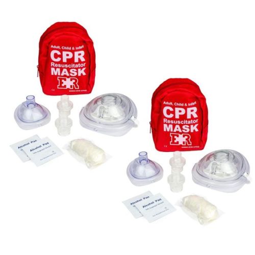Ever Ready First Aid Adult and Infant CPR Mask Combo Kit - Red - 2 Pack