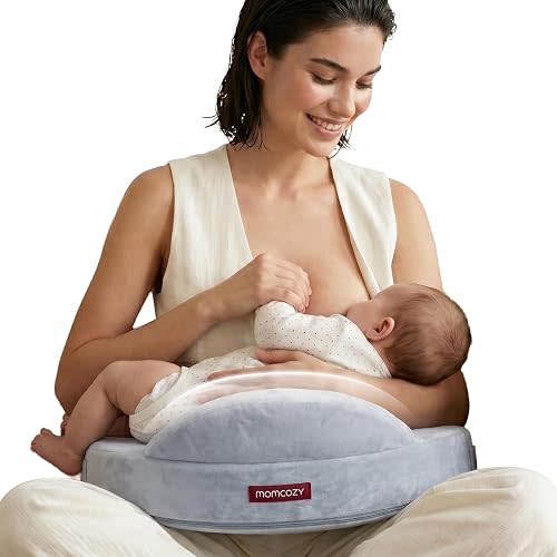 Momcozy Innovative Safety Guard Nursing Pillow - Firm & Springy Memory Foam - Stable, Ergonomic Support & Comfort - Wider Breastfeeding Cushion, Adjustable, Removable Cover, Baby Safety Certified