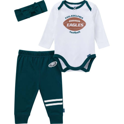 3-Piece Baby Girls Philidelphia Eagles Bodysuit, Pants & Headband Set – Gerber Childrenswear