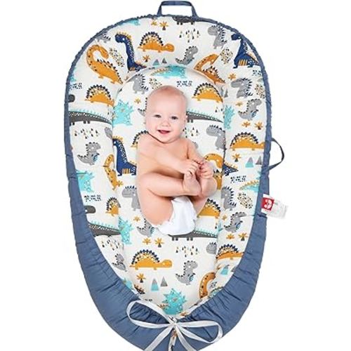 Baby Lounger for Newborn - Portable Infant Seat with Breathable Cover, Adjustable Cotton Lounger for Floor Play & Travel | Newborn Essentials Gift 0-24M