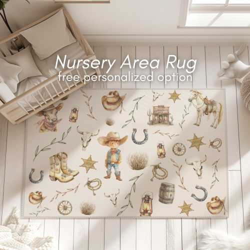 western themed kid nursery area rug rustic cowboy decor personalized playroom rug for boy western style decor baby nursery cowboy themed rug