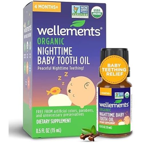 Organic Nighttime Baby Tooth Oil Teething Gum Relief* (0.5 Fl Oz) 4 Month+