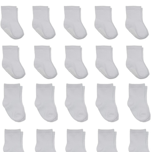 Little Me 20-Pack Newborn Baby Infant & Toddler Unisex Socks, 0-12/12-24 Months, Assorted Size Pack, White
