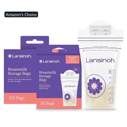 Lansinoh Breastmilk Storage Bags, 150 Count, Baby Essentials, Fast Freeze & Thaw Breast Milk Bags for Baby Bottle Feeding, Superior Strength & Stretch, 6 Ounce