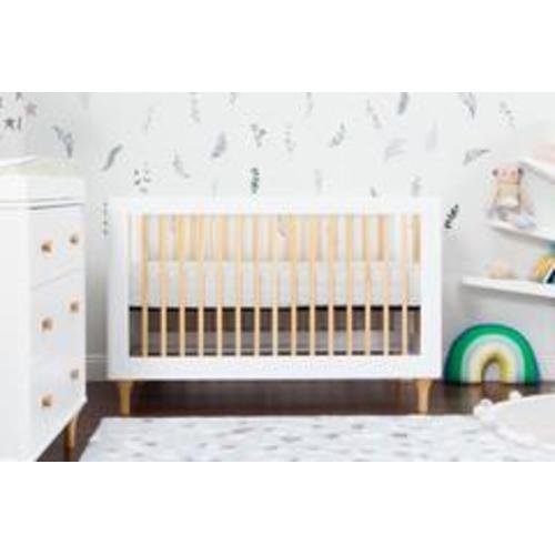 Lolly 3-in-1 Convertible Crib with Toddler Bed Conversion Kit - White / Natural