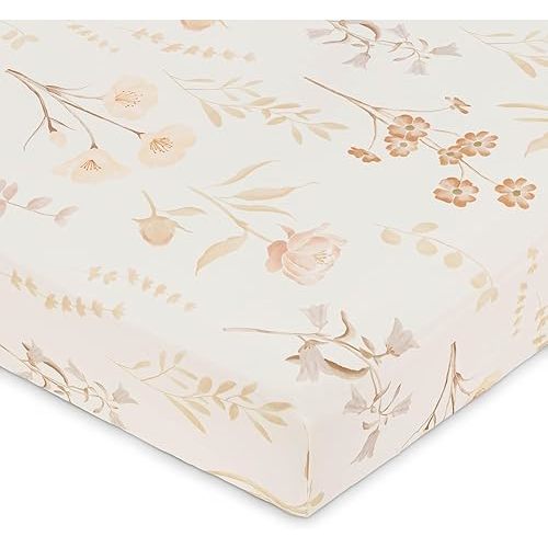 Crane Baby Violet Floral 100% Cotton Sateen Fitted Crib Sheet, Baby Girl Crib Sheets, Pink Floral Toddler Bed Sheets, Wildflower Nursery Decor, Vintage Baby Girl Nursery Decor, Pink Toddler Sheets