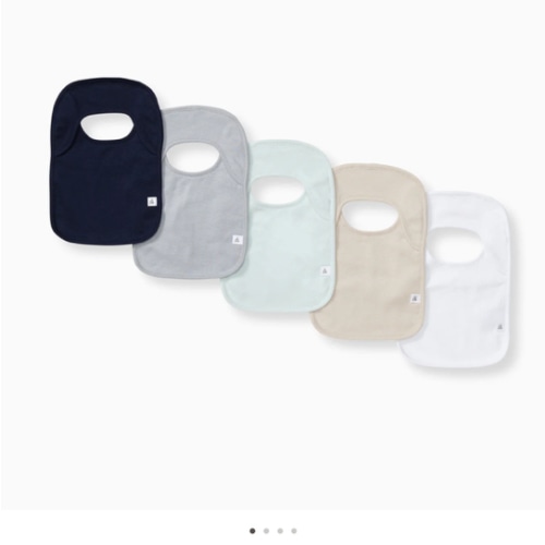Solid Organic Cotton Baby Bibs 5 Pack - Midnight