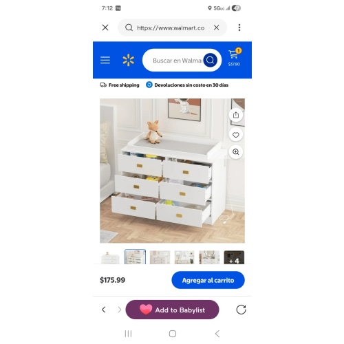 DSstyles Dresser for Bedroom with 6 Drawers, Wide Chest of Drawers with Changing Table Top, Nursery Storage Organizer for Infant with Power Outlets, Changing Pad & Removable Top