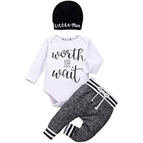 Newborn Baby Boy Girl Clothes Hello World Print Long Sleeve Romper+Long Pants+Hat 3Pcs Outfits Set