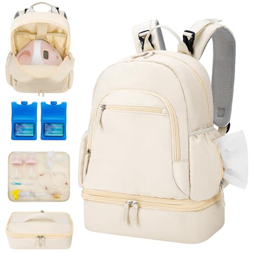 GDNasist Breast Pump Backpack Compatible with Spectra S1 and S2 | Removable Cooler Compartment, Pumping Bag for Pump Accessories, Breast Pump Bag for Work, Travel and Family Use