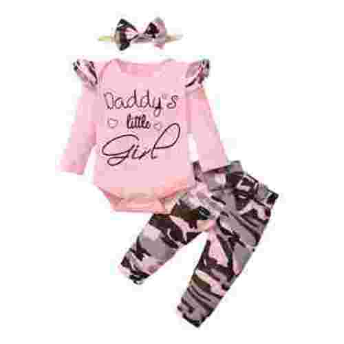 JAHH Baby Girl Clothes Girl Outfit Long Sleeve Romper Pants Set Sweatshirt Cute Baby Clothes for Girls Fall/Winter Outfit Sets(0-3 Months,Pink)