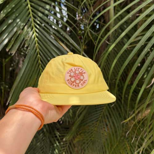 Yellow Hibiscus Little Surfer Girl Nylon Cap