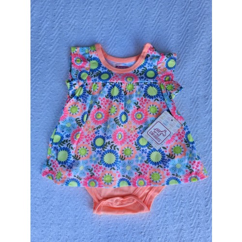 swiggles neon Pink floral baby girl sz 0-3 months Romper/Dress outfit/new