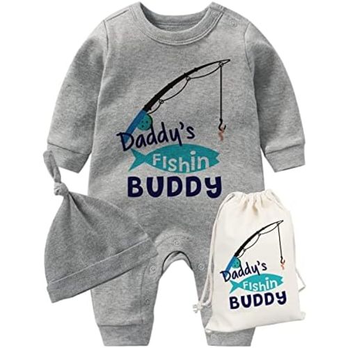YSCULBUTOL Baby Twins Father Day Toddler Girl Clothes Daddy Fishing Buddy Baby Romper Birthday Dress