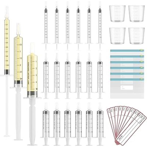 60 Sets 1/3/5Ml Colostrum Collector Kit Include 1/3/5ml*20 No Needle Sterile Syringes with Cap, 4 Measuring Cup, 6 Zip-lock Storage Bags, 60 Labels for Breast Milk Collector