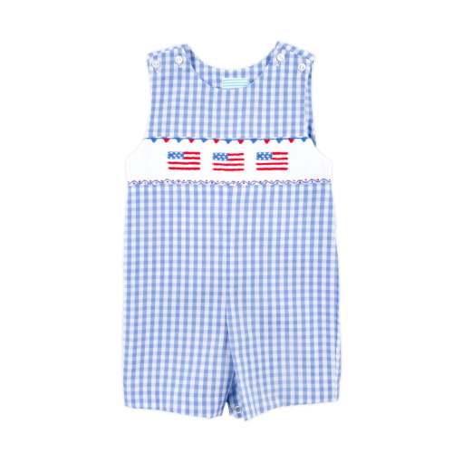 Raise the Flag Blue Gingham Smocked Jon Jon